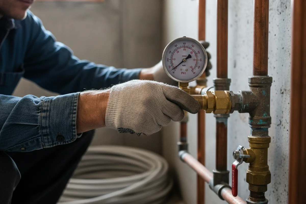 Pressure testing a repaired line during Water Line Repair in Berwick