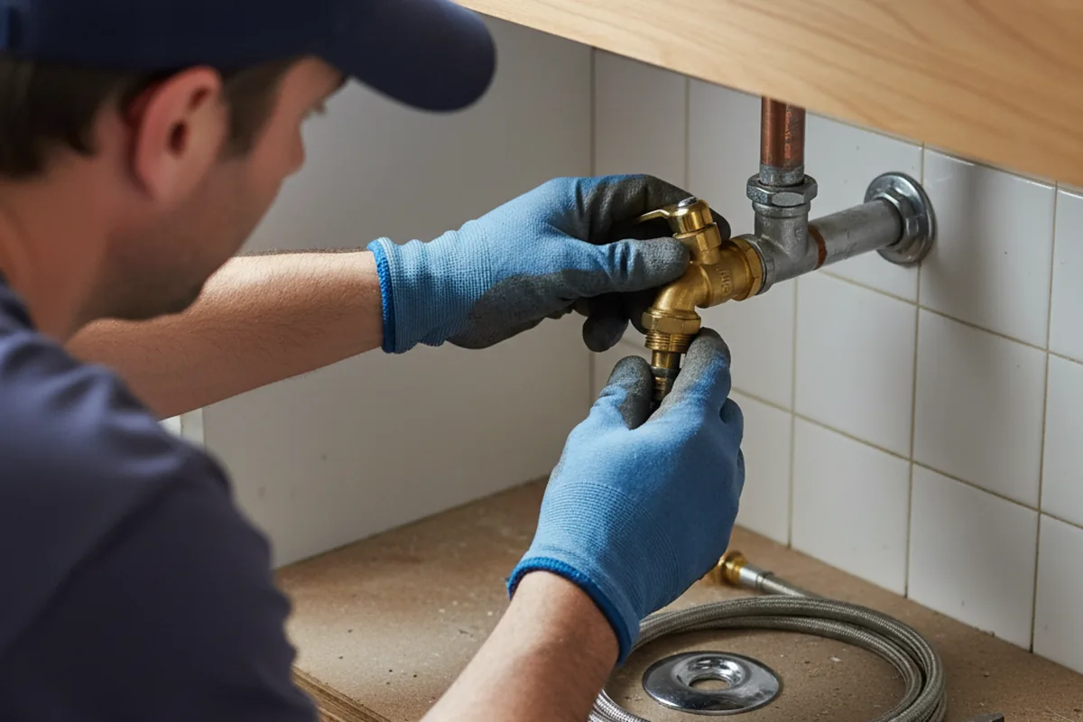 Shutoff valve and fitting work during Burst Pipe Repair in Berwick